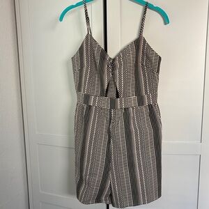 Blue Rain Striped V-Neck Romper